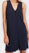 Madewell Tank Dress Sz S Button Front Swingy Shift  Crepe Dark Navy Minimalist