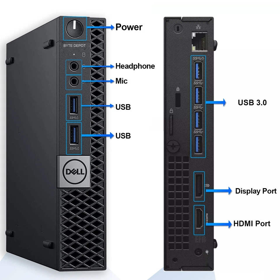 DELL Mini Desktop Computer PC i5, Up to 32GB RAM, M.2 SSD, Windows 10/11, WiFi - Image 3 of 4