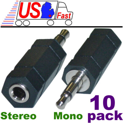 Lot10pack 3.5mm Mono Male to Stereo Female Audio/Headphone Adapter 1/8''Converter