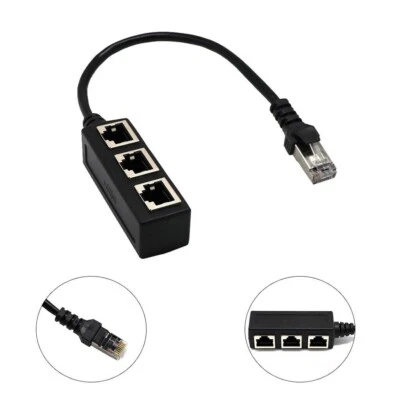 Connecteur répartiteur RJ45 1 à 3 voies Adaptateur de prise de câble Ethernet - Photo 1/4