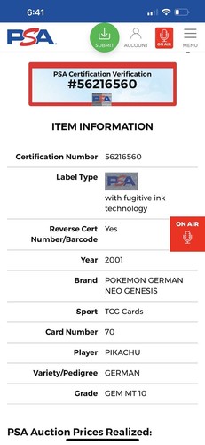 2001 POP 4 PSA 10 PIKACHU GERMAN NEO GENESIS 70/111 POKEMON GEM MINT! - Picture 3 of 4