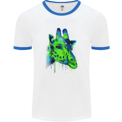 Giraffe Watercolour Mens Ringer T-Shirt