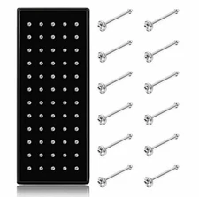 22G 60Pcs Stainless Steel Nose Studs Rings Piercing Pin Body Jewelry 1.5mm 2mm