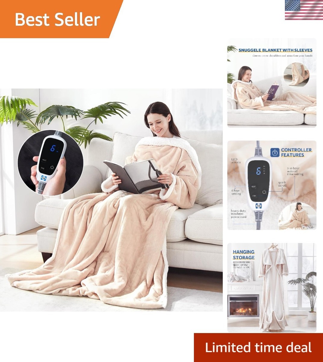 Electric Blanket Wearable with Foot Pocket, Electric Snuggle