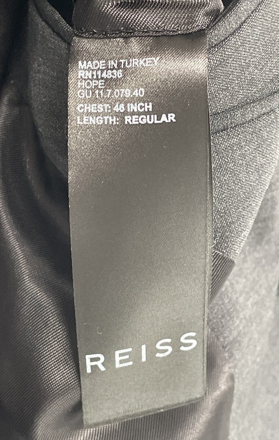 Reiss Men's Hope Blazer 2 Button  Notch Travel Jacket Size 46 Regular Charcoal image 8