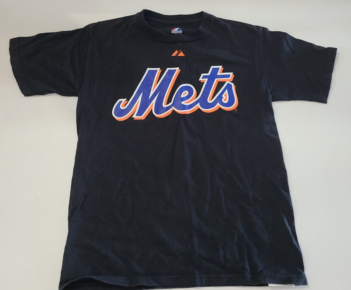 MLB Majestic New York Mets Santana #57 Black Tee Shirt Kid's Size