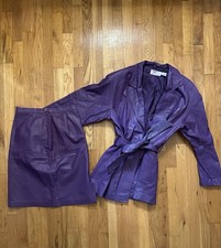 Avon Fashion Purple Leather Set Blazer and Skirt -Blazer size M, Skirt size 9/10