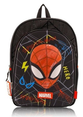 Backpack Marvel Spider-Man With Tags 15x11'' Black Red, Bottle Holders, Zip 