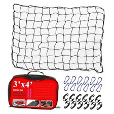 3' x4' Truck Cargo Net Stretches to 6' x 7' with 4"x4" Mesh Grid 3 ft x 4 ft