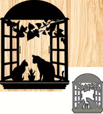 CATS IN WINDOW Die - 7.8 x 9.9cm - For Card Making Scrapbooking Paper Craft