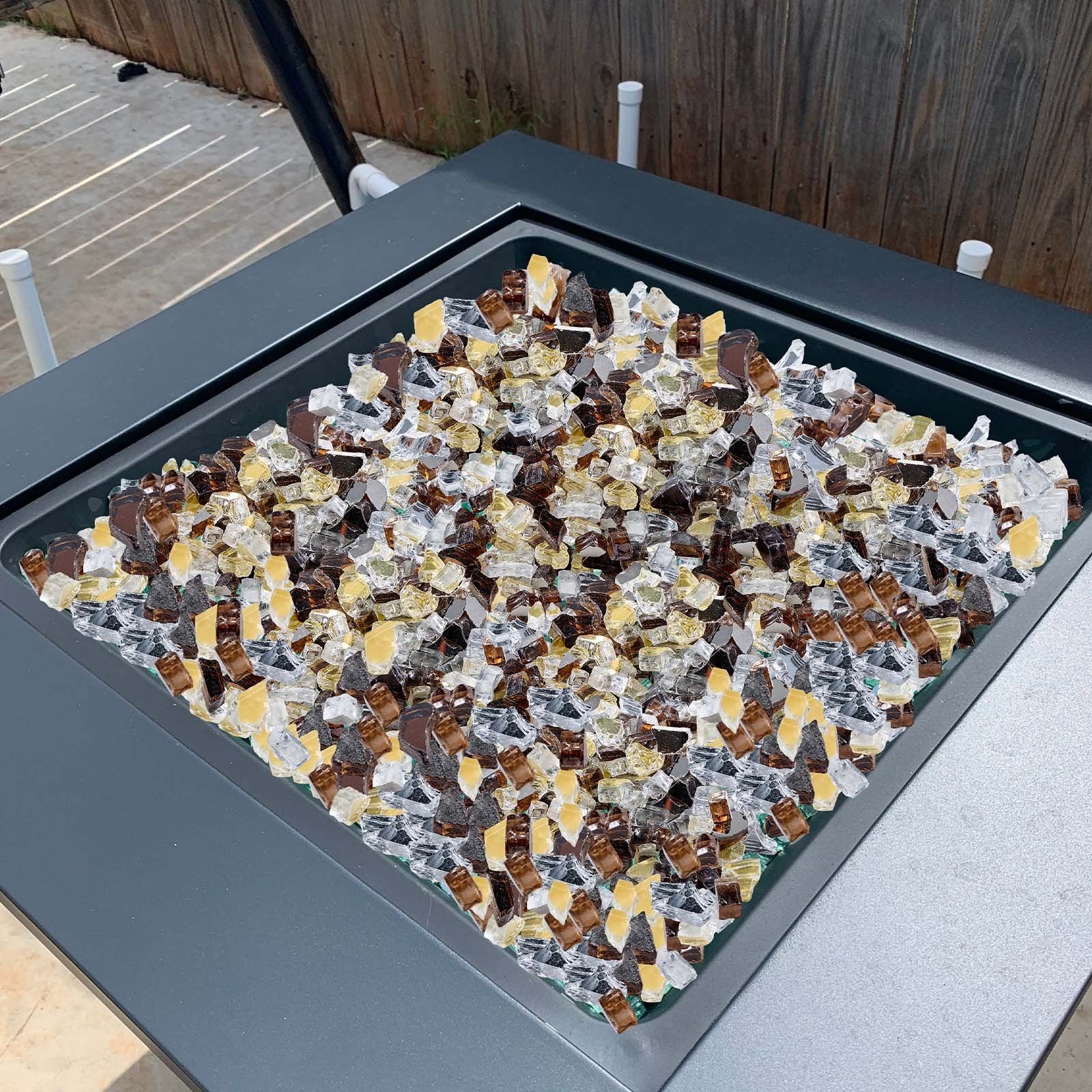 10lb 1/2-Inch Fire Glass Rocks for Fireplace or Fire Pit - Copper Gold Clear