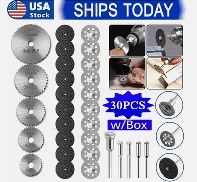 30X Cutting Wheel Set Drill for Dremel Rotary Tool Accessories w/ 1/8'' Mandrel