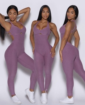 Bombshell Sportswear Bodysuit Sculpted Lavender Purple Small Built In Bra