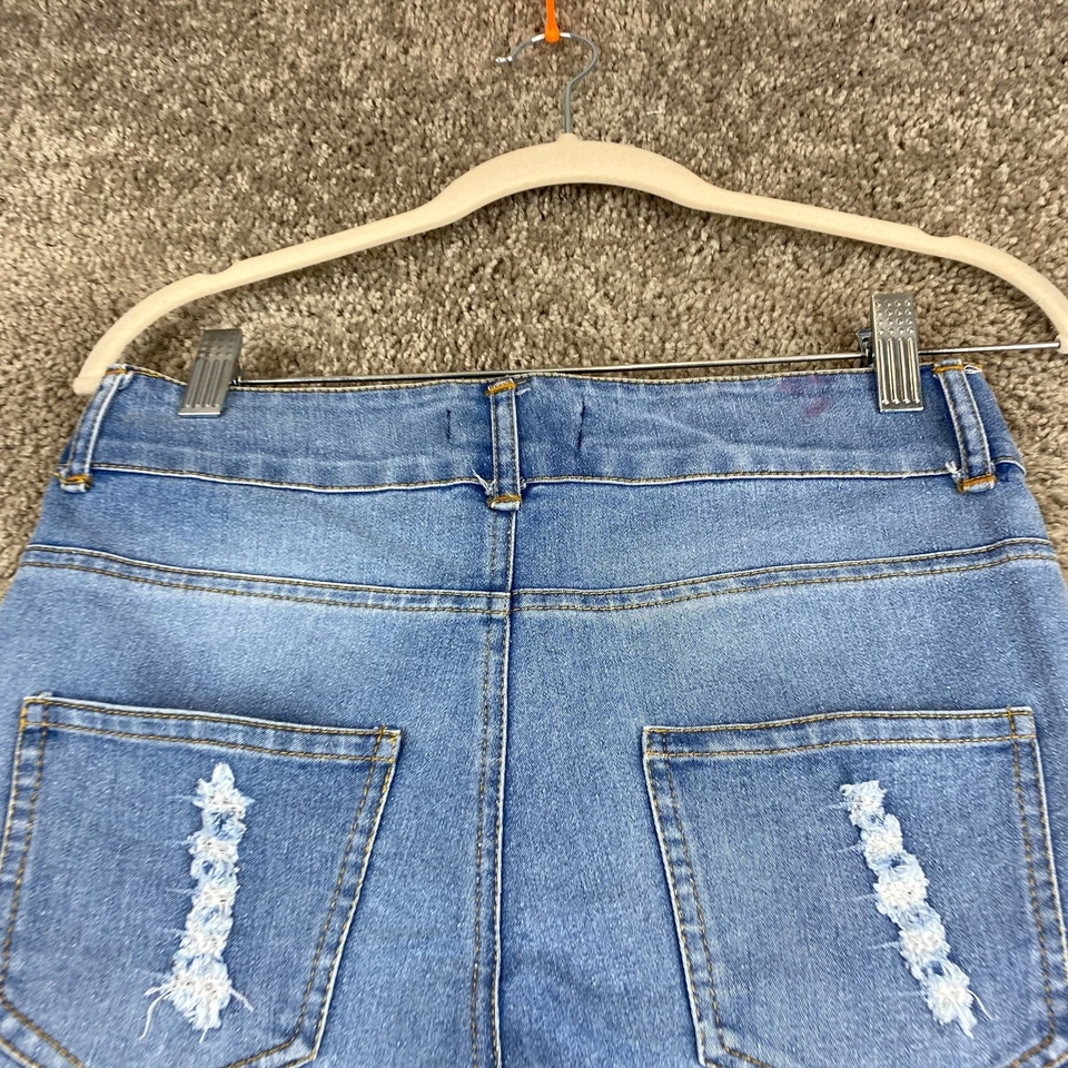 Pantalones Cortos Vaqueros Vaqueros Thrill Jeans Juniors 5 Azul Deshilachado Dobladillo Tiro Alto Desgastados Foto 4 de 4