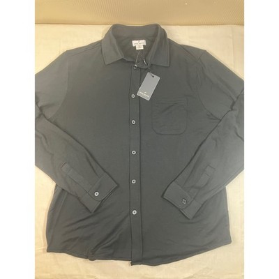 Daniel Hechter Paris Mens Large Black Modal Blend Button Down Shirt NWT Long Slv