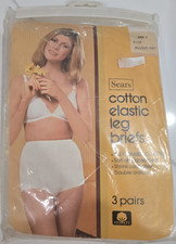 Vintage Sears Roebuck Cotton Briefs 3 Pack Solid White Granny Panties Sz 7 NEW