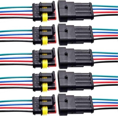 5 Kit 4 Pin Car Connector Waterproof Electrical Connector, Male an Size: 4-Pin