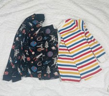Boys Pajamas Sets 2 Pairs Space Stripes Size 7 Youth Kids Organic Cotton