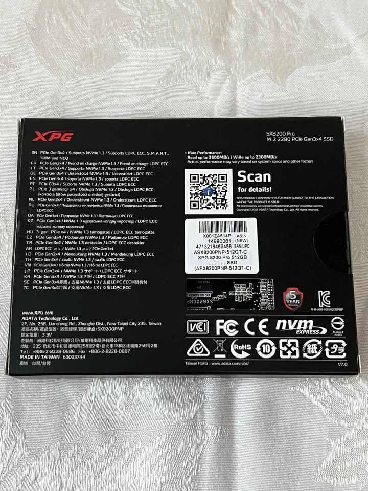 XPG SX8200 Pro M.2 2280 PCIe Gen 3x4 SSD 512GB - Image 2 of 4