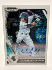 2021 Panini Prizm Draft Picks Parker Chavers Auto Blue Donut /50 Chicago Cubs