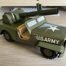 Vintage Tin Friction U.S. Army Jeep Toy Made in Japan. Marked ‘K Japan 192704’