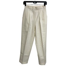 Vintage 70s Bend Over Levi's USA Cream Pleated High Rise Trousers Pants Size 4