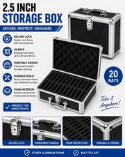 Portable Black Hard Drive Storage Case with Foam Interior NEW IN BOX