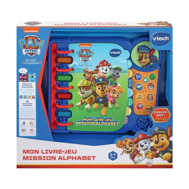 Livre VTech Pat Patrouille interactif Mission Alphabet avec 26 touches sonores éducatives
