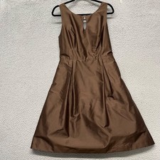Jenny Yoo Dress Womens 12 Brown Bridesmaid Silk Wedding Keyhole Neck Scoop Back
