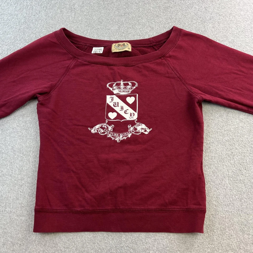 Suéter de Colección Juicy Couture Para Mujer Mediano Rojo Cresta Logo Pullover Y2K Foto 2 de 4