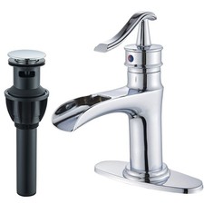 Chrome Single Handle Bathroom Sink Faucet 1 Hole Vanity Mixer with Cover Drain