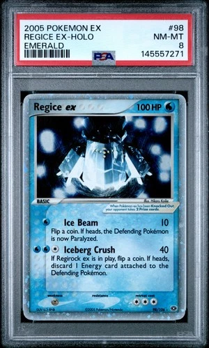 2005 POKEMON EX EMERALD #98 REGICE EX-HOLO PSA 8