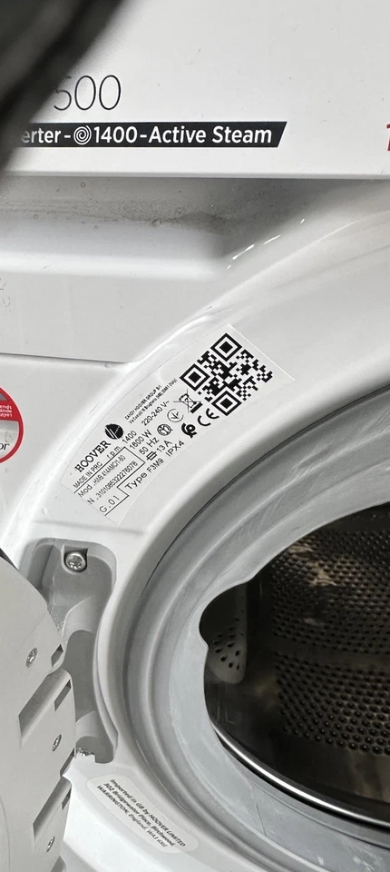 Hoover HWB414AMC 14kg 1400 Spin Washing Machine - White - Image 3 of 4