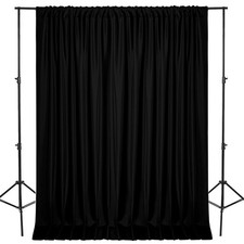 10x7 FT Black Backdrop Curtains for Parties, Photography Backdrop Drapes with...