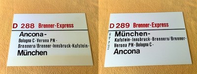 ZLS D 288 RS 289 Brenner-Express Ancona - Bologna - Verona - Brennero - München