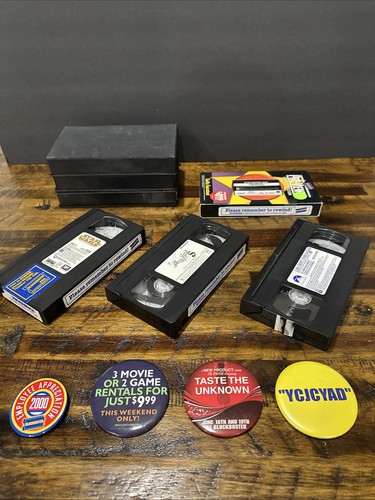 Blockbuster VNTG memorabilia Lot Collection. Rare Button Pins Y2K Nostalgia.
