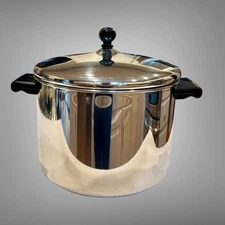 Vintage Farberware 8 Quart Stock Pot w/ Lid Aluminum Clad Stainless Steel USA