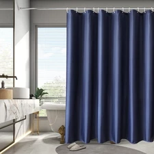 Extra Long Fabric Shower Liner 72x96 inch Weighted Hem Navy Blue Color