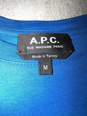 A.P.C. Rue Madame Paris Men's T-Shirt Size Medium Royal Blue VPC