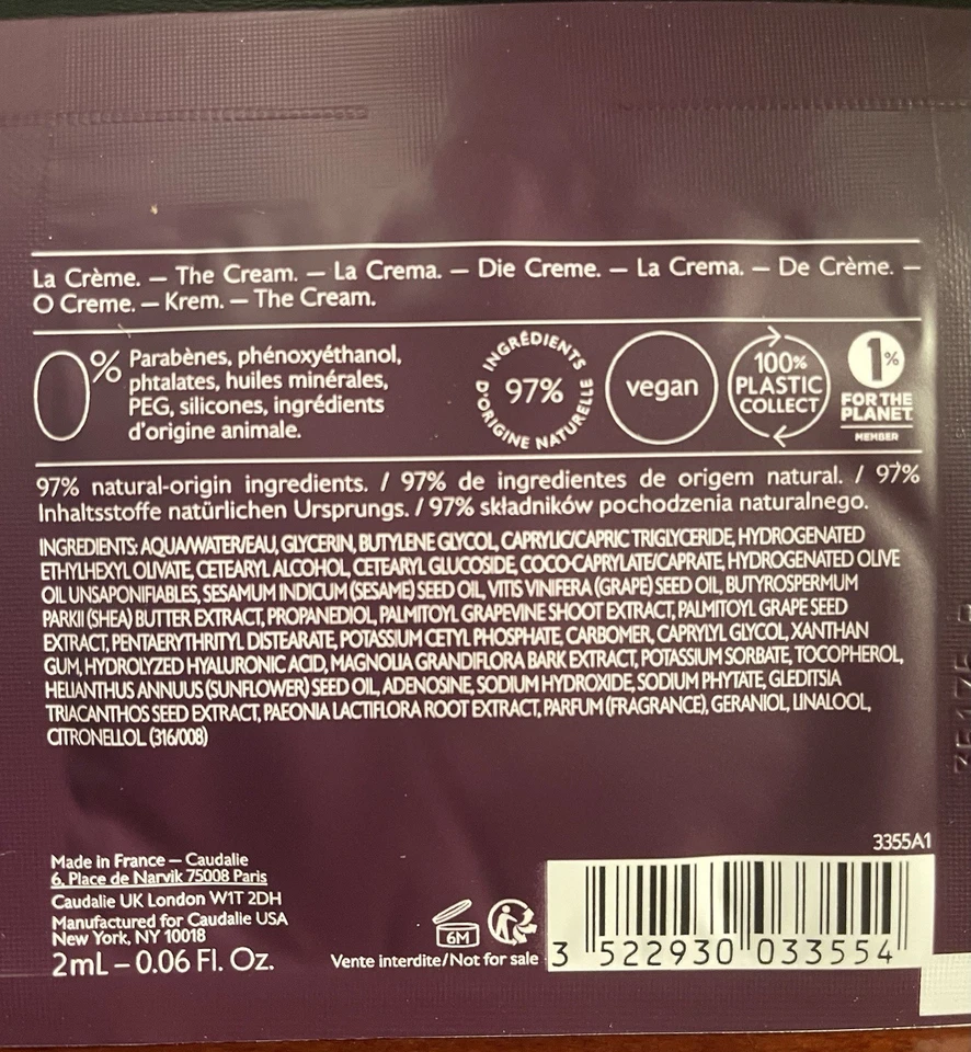 16 X Caudalíe Premier Cru The Cream Muestras .06 Fl Oz Ea / .96 Fl Oz Total! Foto 3 de 3