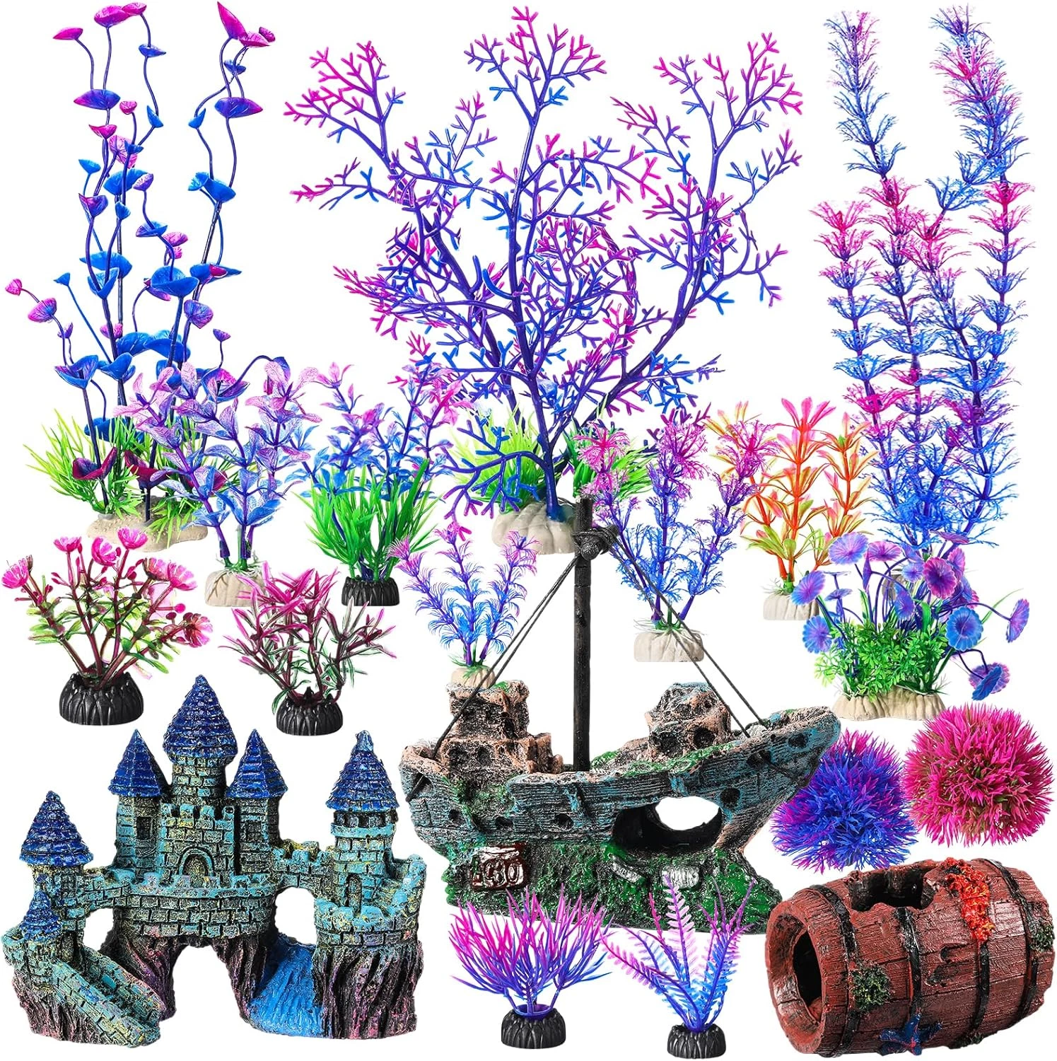 18 Pcs Aquarium Decorations Kit Fish Tank Decorations Set Small Resin Castle Sun
Opens in a new wind