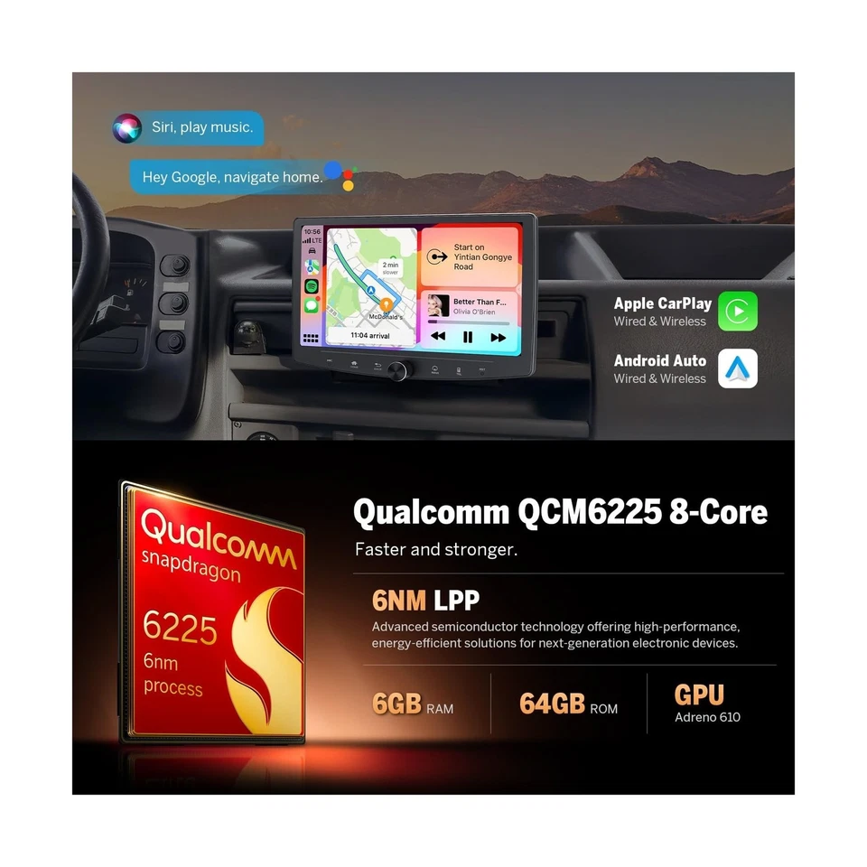 Eonon 6GB+64GB Double Din Car Stereo, 10.1 Inch Wireless CarPlay Android Auto... - Image 3 of 4