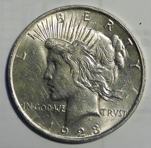 1923 Peace Silver Dollar VAM-1AD Rim Cuds at Date - Unc.