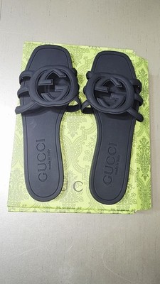 Gucci Sandal Slide Black Rubber SIZE 9 | eBay