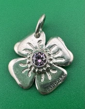 Pandora 890000PCZ Daisy Flower Pink Pendant S925 ALE Sterling Silver Preowned