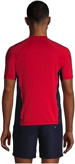 NWT Lands' End Men's Crew Neck Short Sleeve Rash Guard Red UPF 50 XXL $60 FLI161 - Image 3 of 4