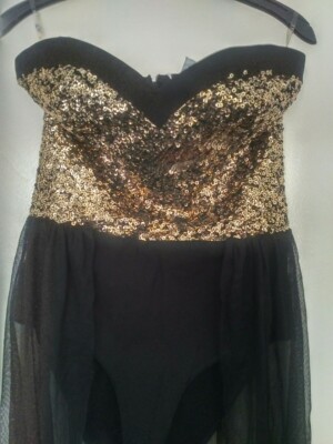 BNWT Lipsy Gold Sequin Top Bodysuit Dress - size 10 | eBay