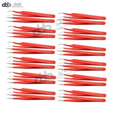 Set Of 25 2 Pieces Eyelash Extension Tweezers Straight Curved Red BTS-615