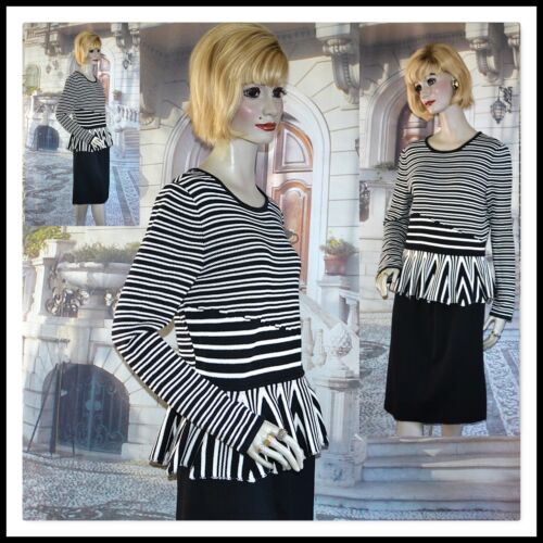 St. John Sweater w St. John Caviar Skirt Size 8 Black &White Sweater Black Skirt