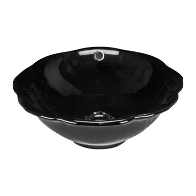 Rok Orchid Round Shaped Bathroom Vessel Sink, 17-1/2'' Diameter Black Porcelain